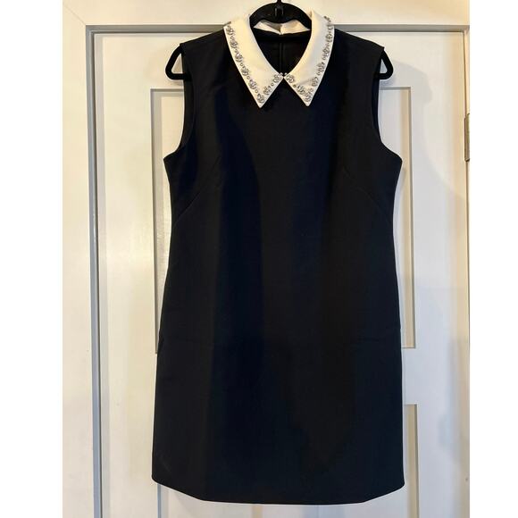 Elegant Black Sleeveless Dress with Embellished Collar - Picture 2 of 5